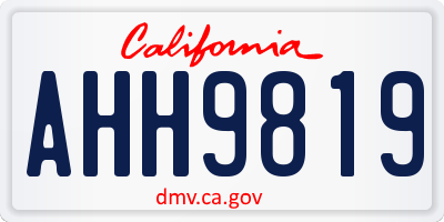 CA license plate AHH9819