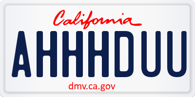 CA license plate AHHHDUU