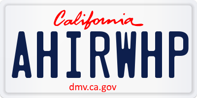 CA license plate AHIRWHP