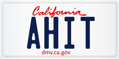 CA license plate AHIT