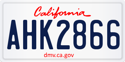 CA license plate AHK2866