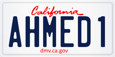 CA license plate AHMED1