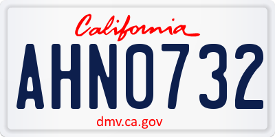 CA license plate AHN0732