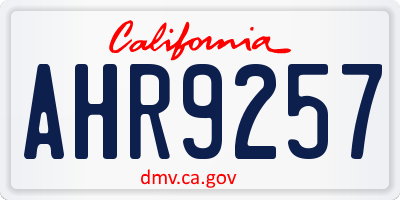 CA license plate AHR9257