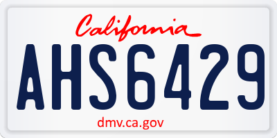 CA license plate AHS6429