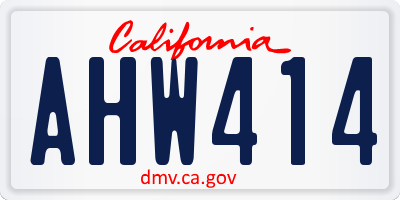 CA license plate AHW414