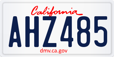 CA license plate AHZ485