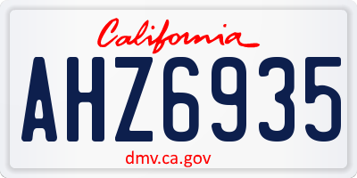 CA license plate AHZ6935