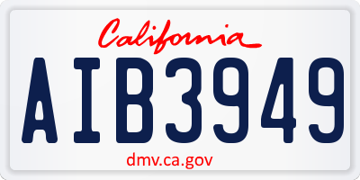 CA license plate AIB3949