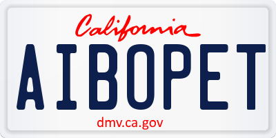 CA license plate AIBOPET