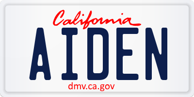 CA license plate AIDEN