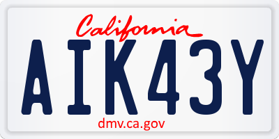 CA license plate AIK43Y