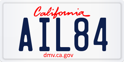 CA license plate AIL84