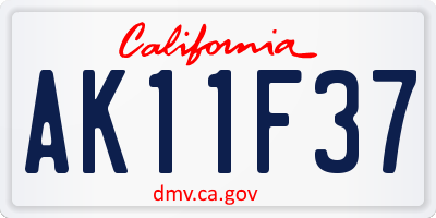 CA license plate AK11F37
