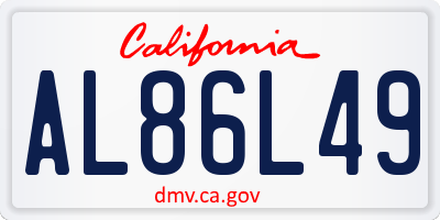 CA license plate AL86L49