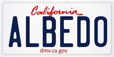 CA license plate ALBEDO