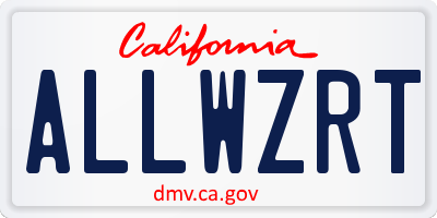 CA license plate ALLWZRT