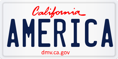 CA license plate AMERICA