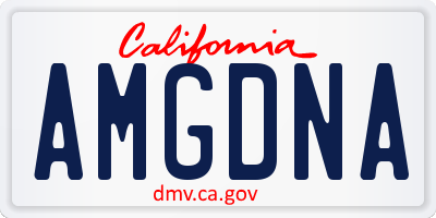 CA license plate AMGDNA