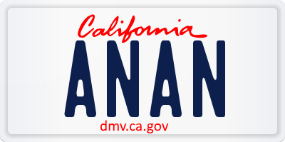 CA license plate ANAN
