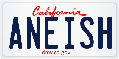 CA license plate ANEISH