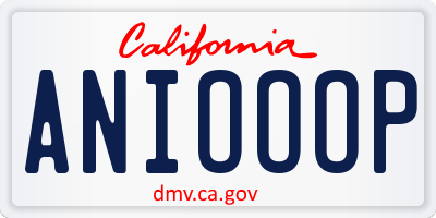 CA license plate ANIOOOP