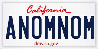CA license plate ANOMNOM