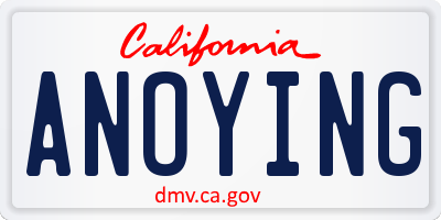 CA license plate ANOYING