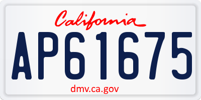 CA license plate AP61675