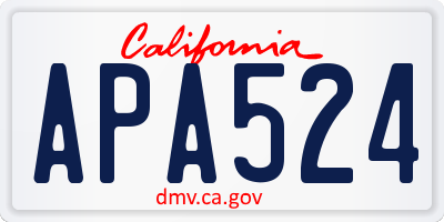 CA license plate APA524