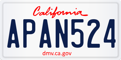 CA license plate APAN524