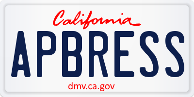 CA license plate APBRESS