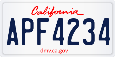 CA license plate APF4234