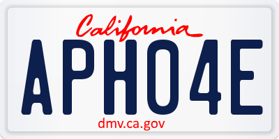 CA license plate APH04E