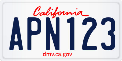 CA license plate APN123