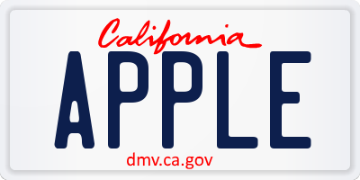 CA license plate APPLE