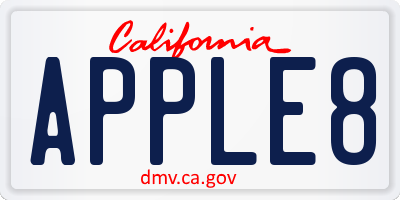 CA license plate APPLE8