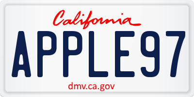 CA license plate APPLE97