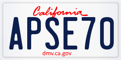 CA license plate APSE70