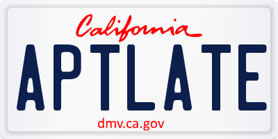 CA license plate APTLATE