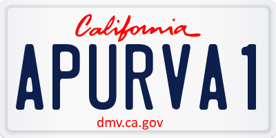 CA license plate APURVA1