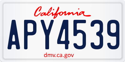 CA license plate APY4539