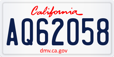 CA license plate AQ62058