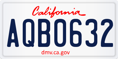 CA license plate AQB0632