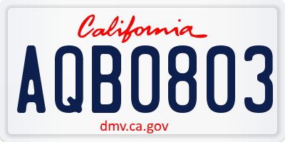 CA license plate AQB0803