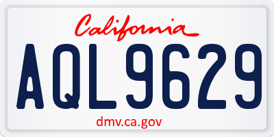 CA license plate AQL9629