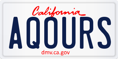 CA license plate AQOURS