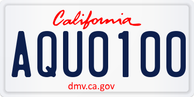 CA license plate AQU0100