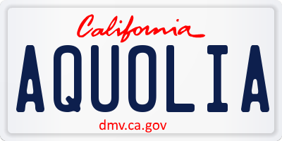 CA license plate AQUOLIA