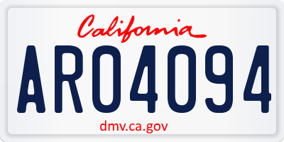 CA license plate AR04094